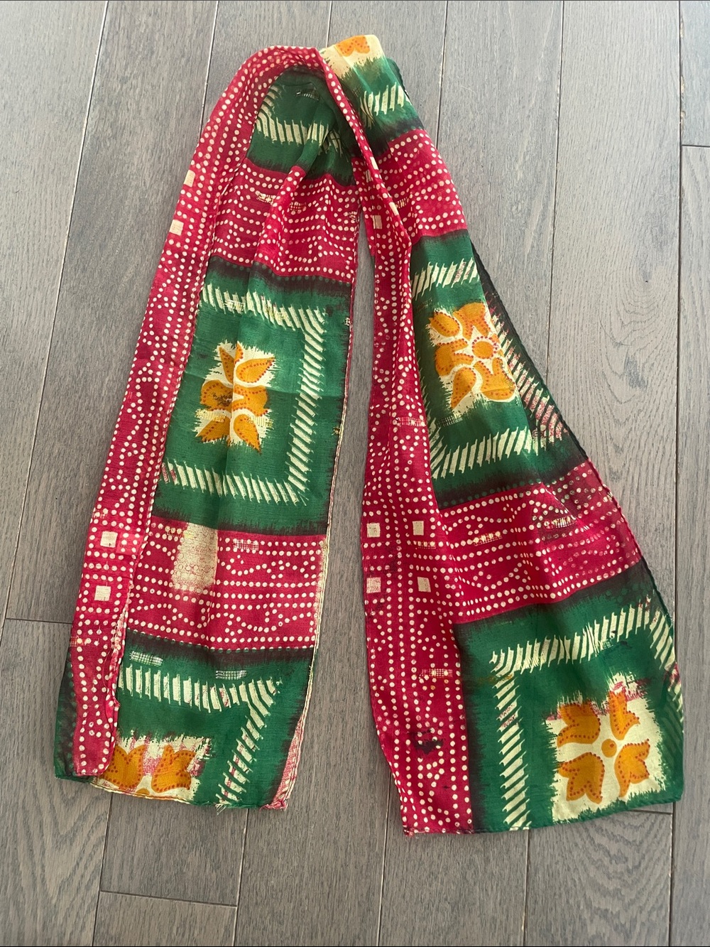 Vibrant Floral Patchwork Twilly Scarf π₯ - 41" x 8" Sparkle - Picture 5 of 8